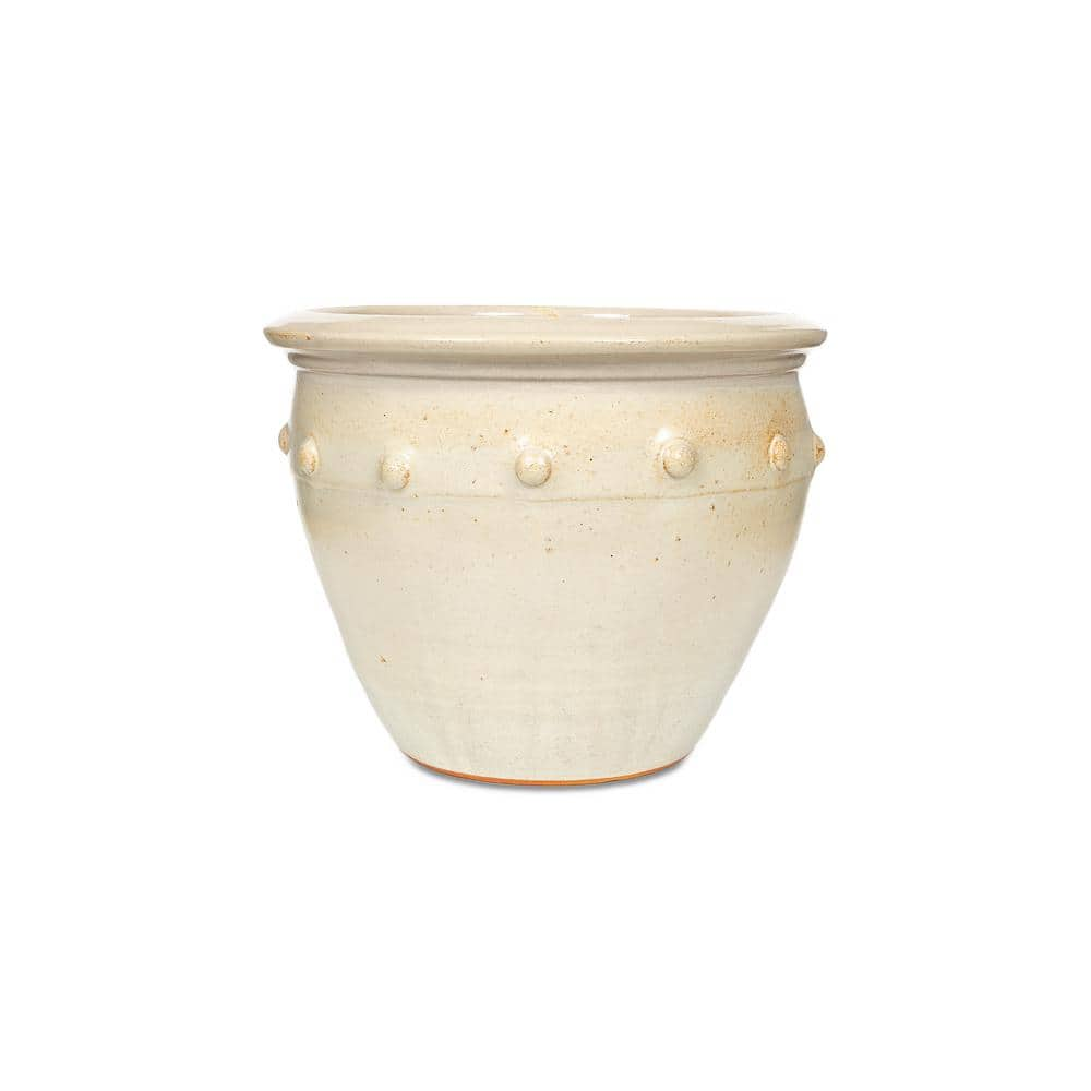 Paddock Home and Garden 11.5 in. Hobnail Matte White Clay Pot 527359