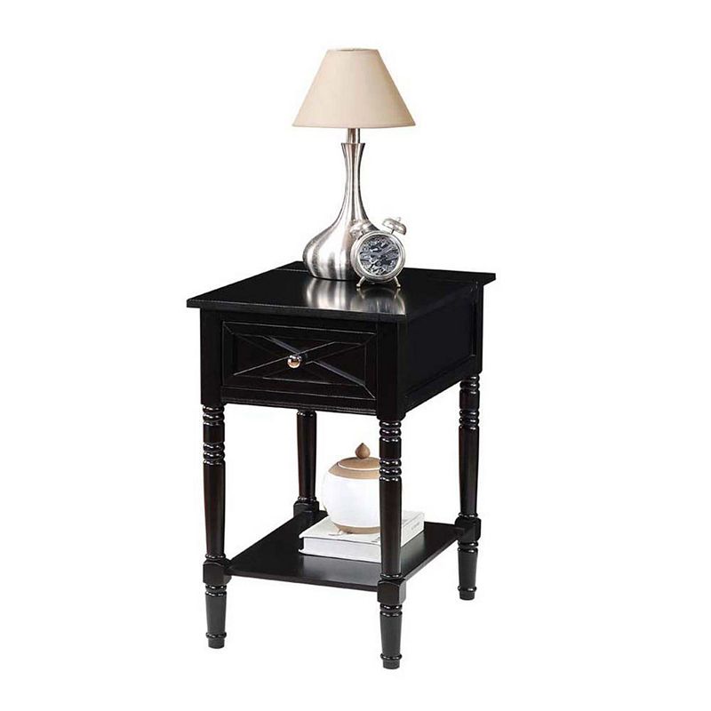 Convenience Concepts Country Oxford 1 Drawer End Table with Charging Station and Shelf