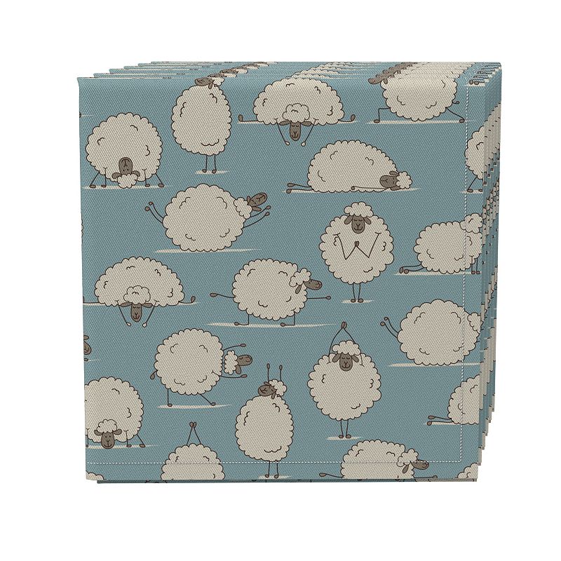 Napkin Set of 4， 100% Cotton， 20x20， Yoga Sheep