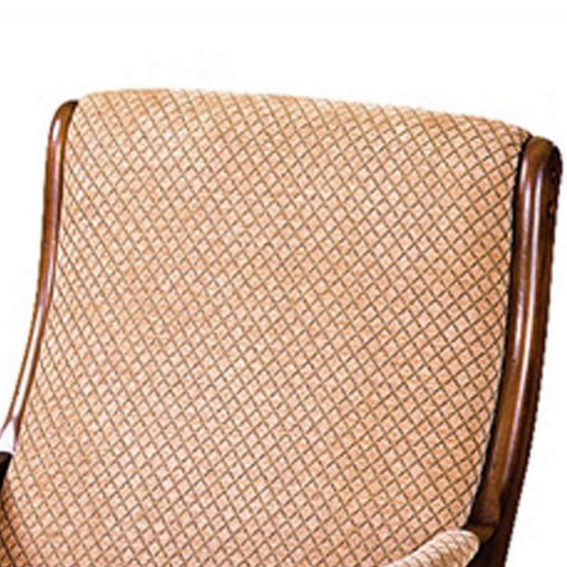 Fabric Upholstered Rocking Chair with Padded Armrests， Brown and Beige