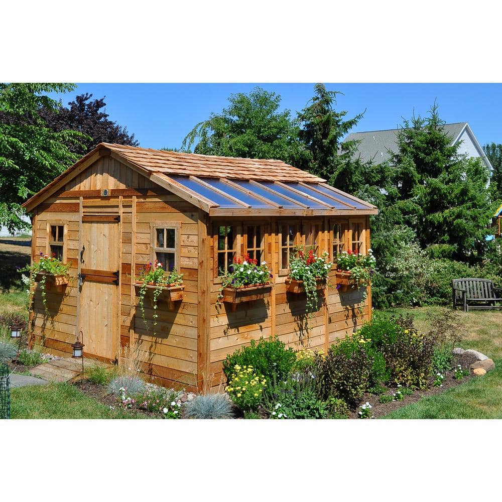 Outdoor Living Today Sunshed 12 ft. x 12 ft. Western Red Cedar Garden Shed SSGS1212