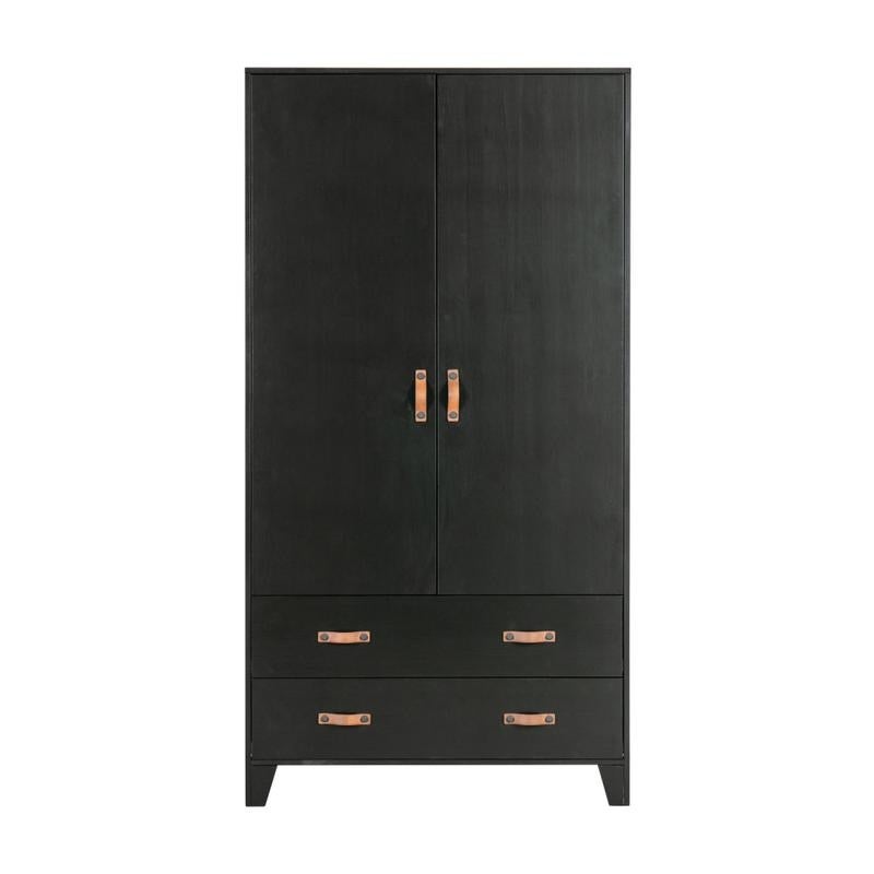 Woood Dian Black Wooden Wardrobe Cabinet - - 35432492