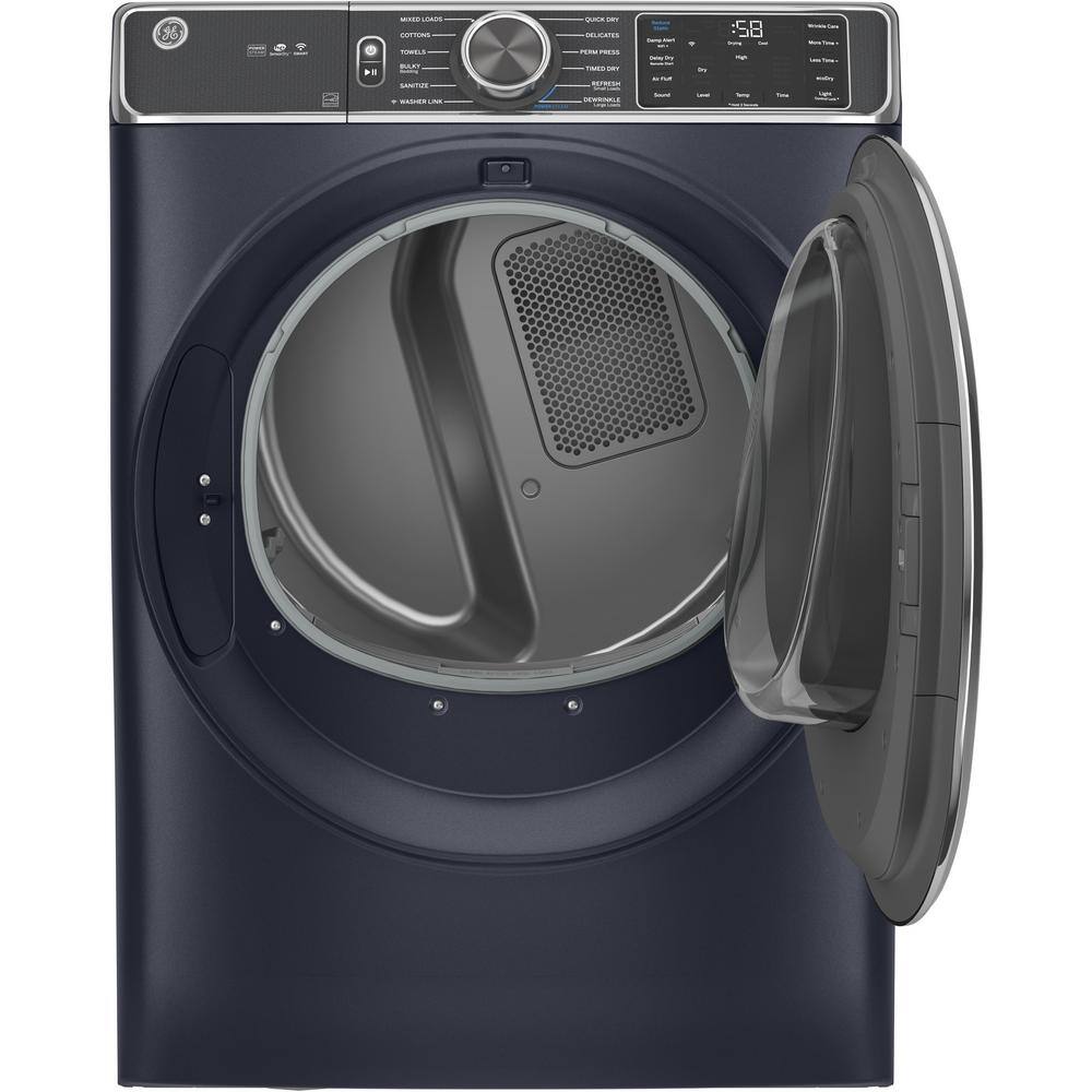 GE 7.8 cu. ft. Smart Front Load Gas Dryer in Sapphire Blue with Steam and Sanitize Cycle ENERGY STAR GFD85GSPNRS