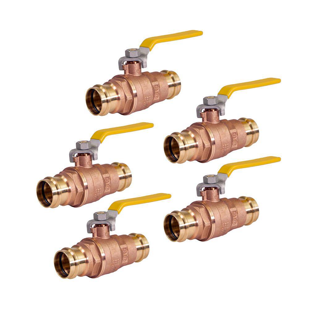 The Plumber's Choice 3 in. Brass Double-O-Ring Press Ball Valve (Pack of 5) VLV532003-5