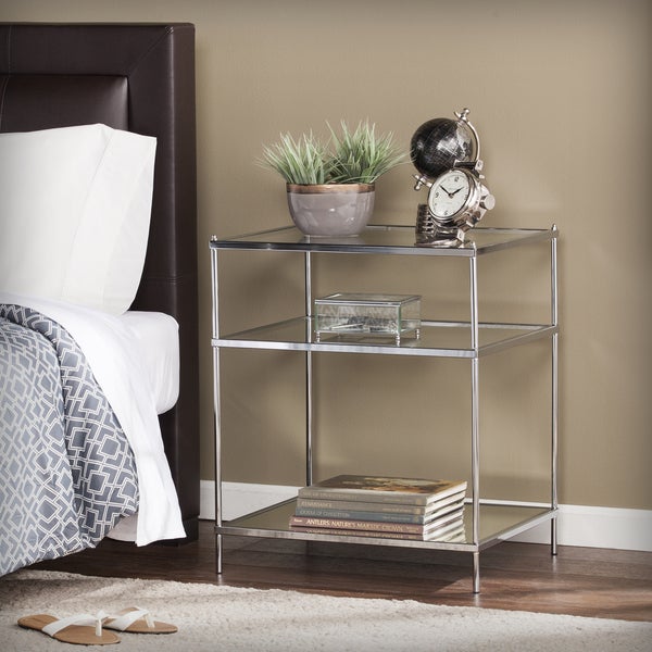 SEI Furniture Grant Glam Mirrored Side Table Chrome