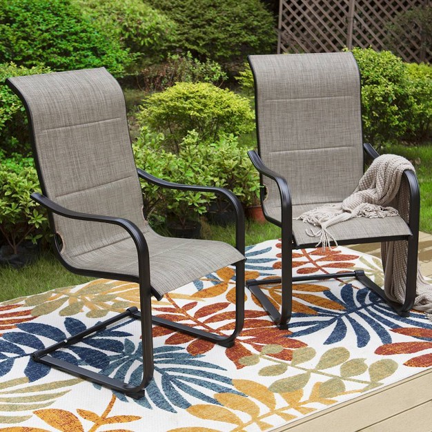 2pk Steel Patio Padded Sling C spring Arm Chairs Captiva Designs