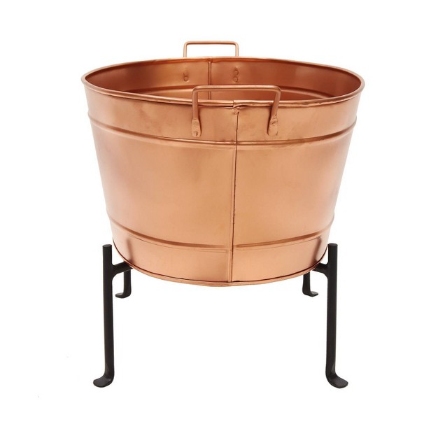 Vintage Farmhouse Oval Tub With Folding Stand Copper Plated Achla Designs