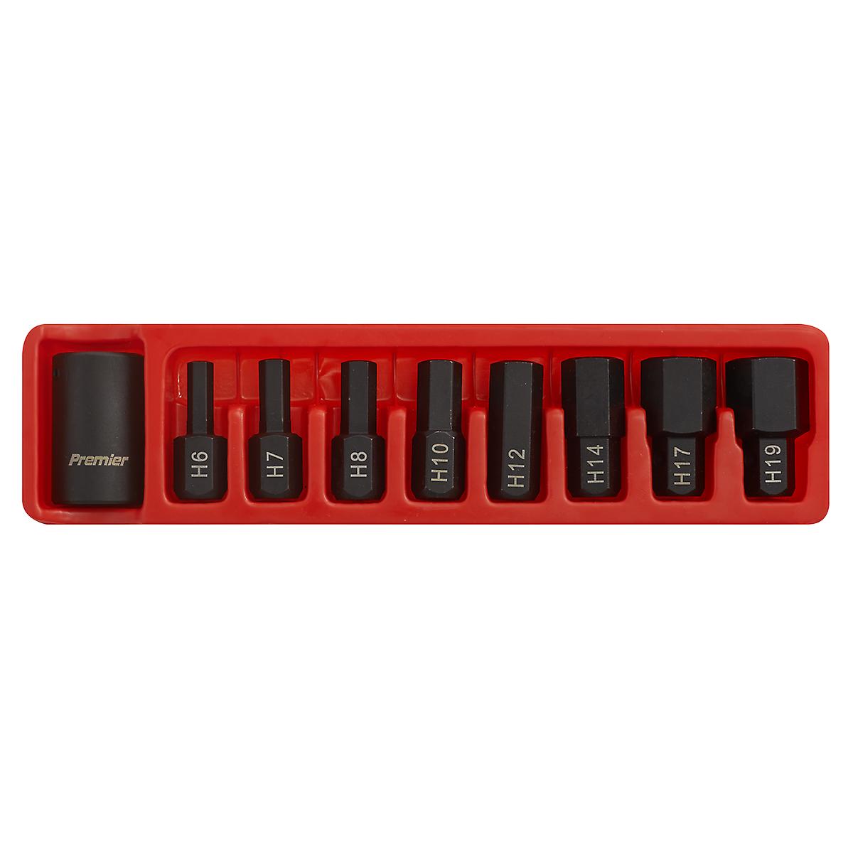 Sealey Ak5609 Impact Hex Bit And Holder Set 9Pc 1/2Sq Drive