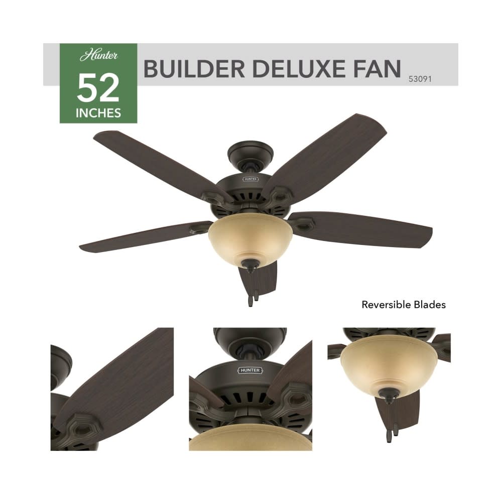 Hunter Builder Deluxe Ceiling Fan 52 Bronze Brazilian Cherry ;