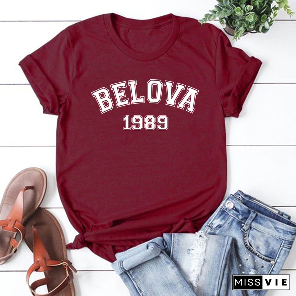 Belova 1989 T Shirt Black Widow Yelena Belova Shirt Natasha Romanoff Superhero Tee Unisex Graphic T Shirts Short Sleeve Tshirts