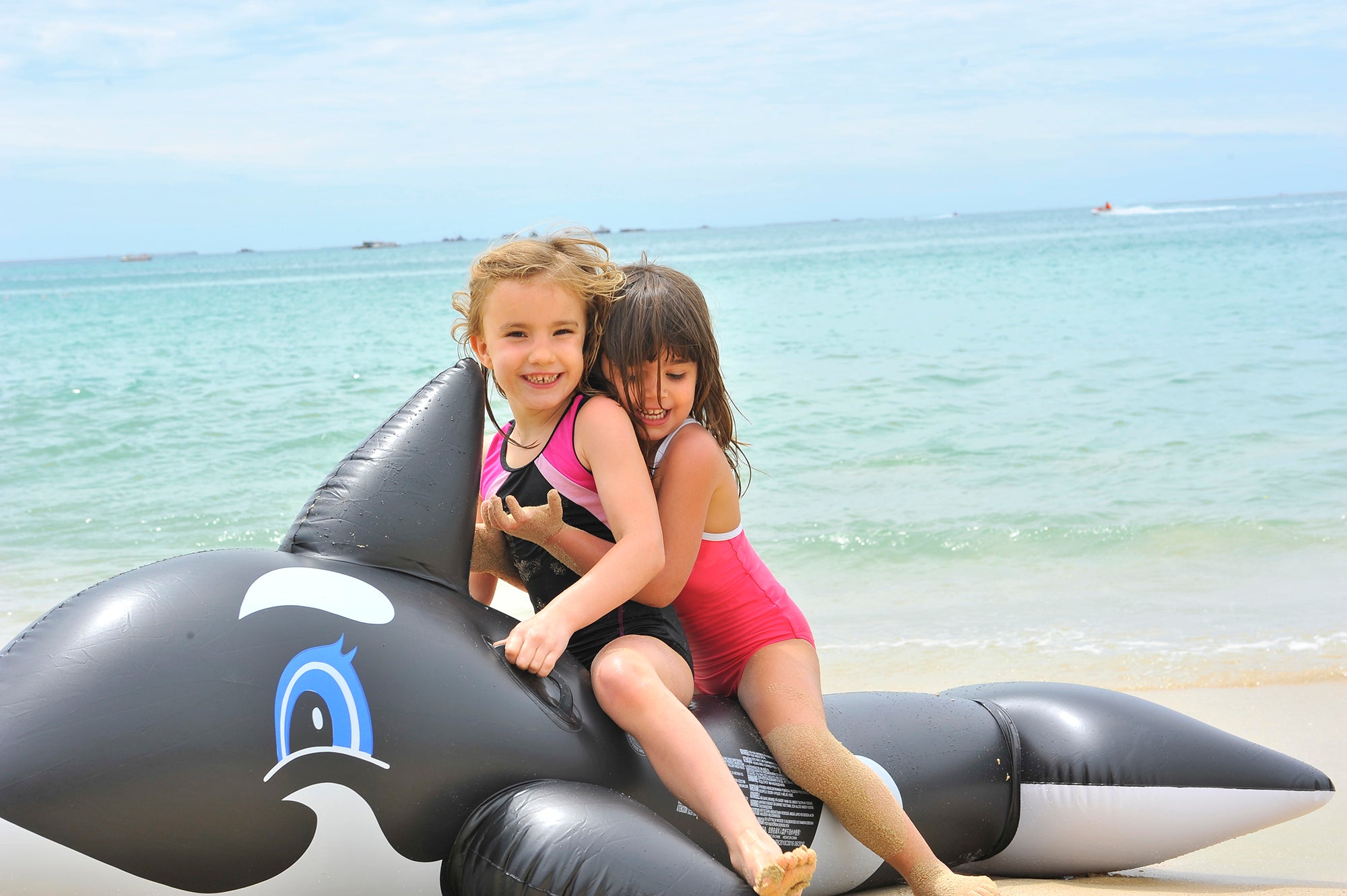 6.25' Inflatable Killer Whale Children's Pool Float Rider with Handles