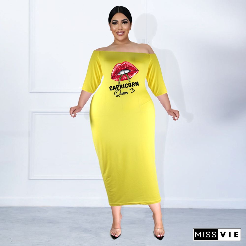 Plus Size Off The Shoulder Half Sleeve Pencil Dress