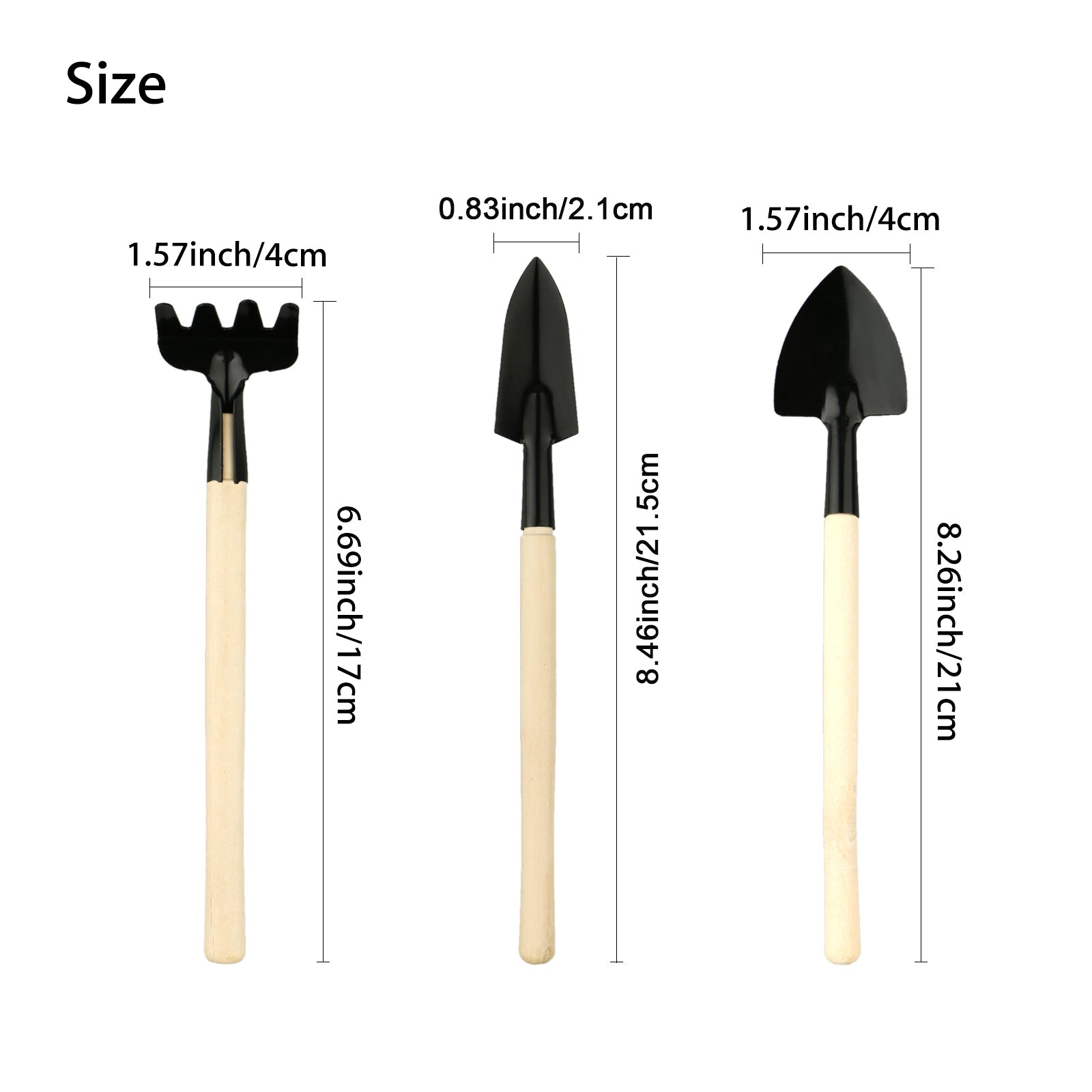 3pcs Succulent Tools Set, EEEkit Mini Garden Tool Set, Heavy Duty Gardening Kit, Transplanting Tools Set, Succulent Care kit, Iron Hand Shovel, Rake and Spade for Succulent Miniature Gardening Plant