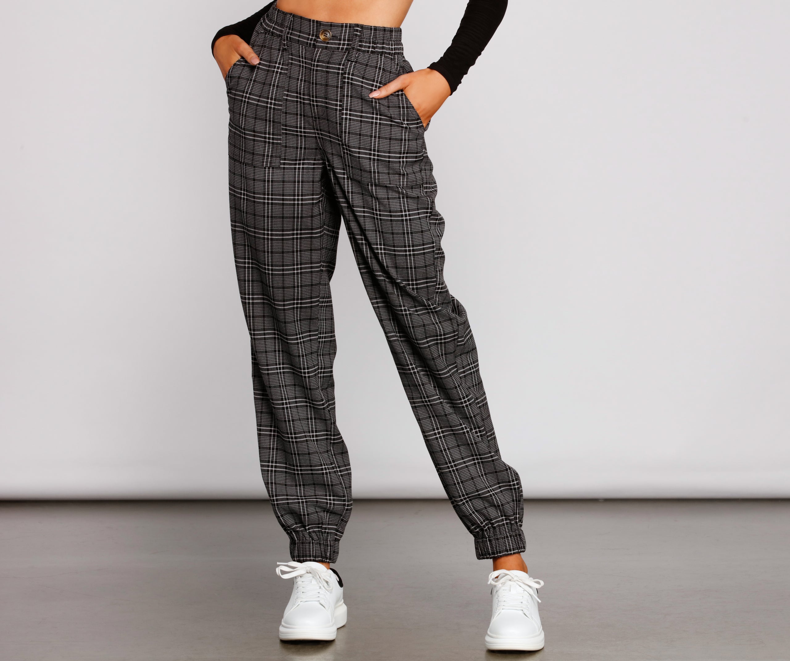 Keeping It Classy High Rise Plaid Jogger