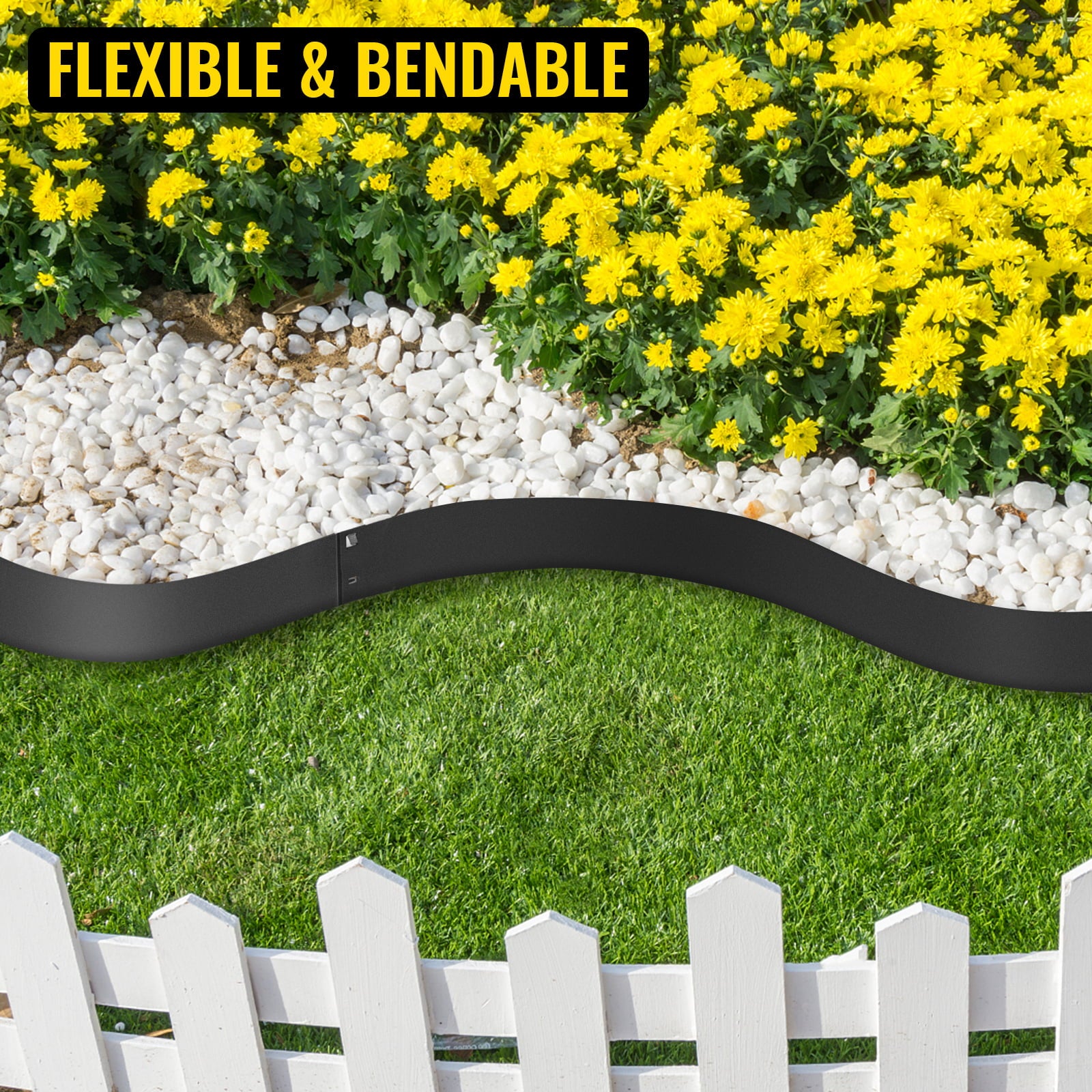 BENTISM Steel Lawn Edging Metal Landscape Edging 5PCS 4"x39" Black Garden Border