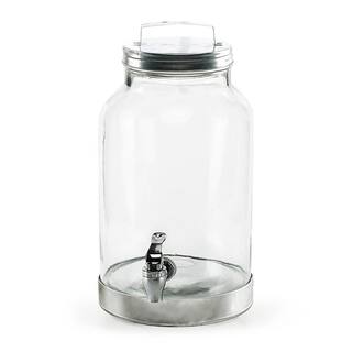 Style Setter Silver Creek 1.5 Gal. Clear Glass Cold Beverage Glass Dispenser with Galvanized Base Lid and Leak Proof Acrylic Spigot 410420-RB