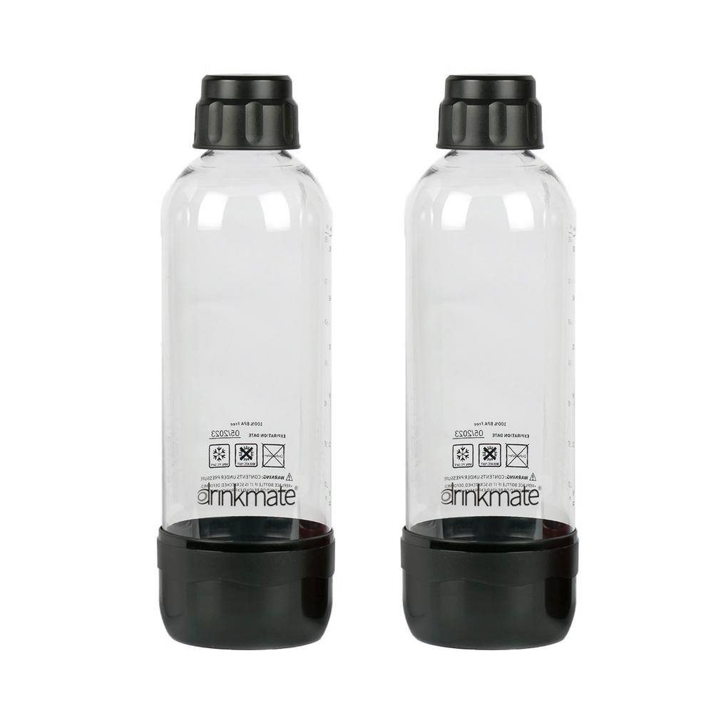 DrinkMate 1 L Black Carbonating Water Machine Bottles (2-Pack) 001-02-2X
