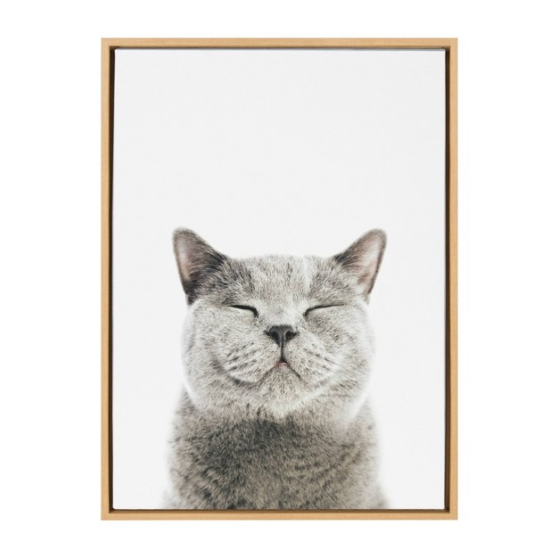 X 24 quot Sylvie Smiling Cat Framed Canvas By Amy Peterson Natural Kate amp Laurel All Things Decor