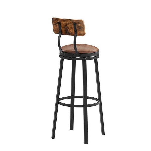 2Pcs Industrial Backrest Style Bar Stools with Metal Frame