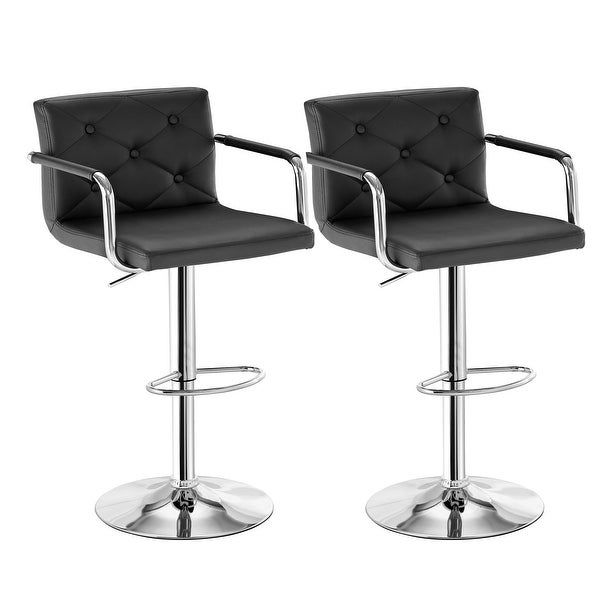 VECELO， Adjustable Swivel Modern Bar Stools (Set of 2/Set of 4) - Black， White