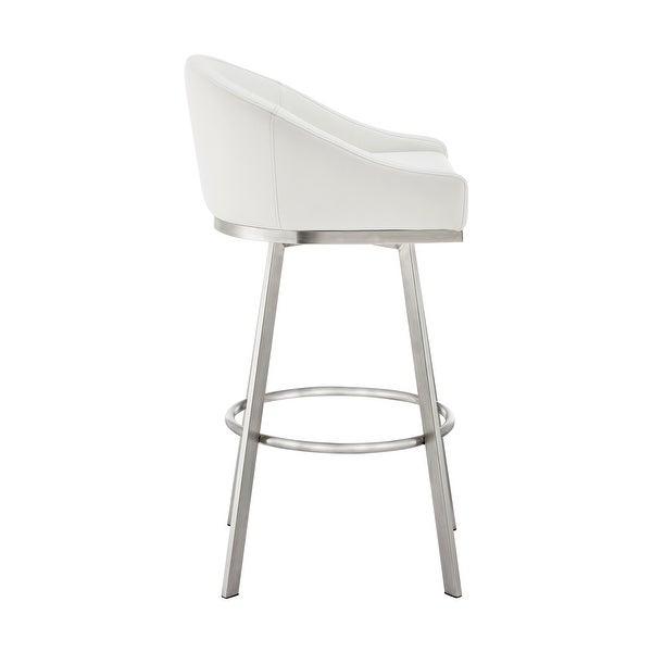 Sheryl 26 Inch Swivel Counter Stool Chair， Low Back， White Faux Leather