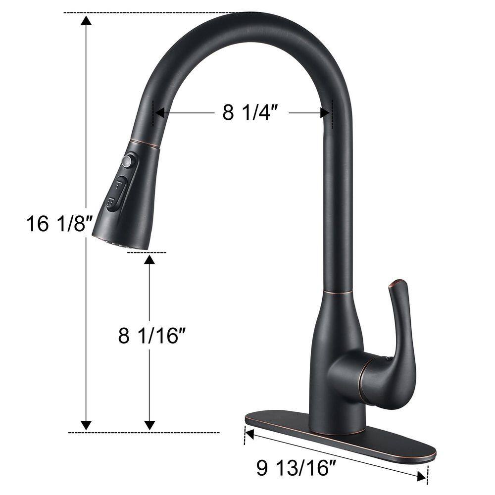 Heemli Single Handle Pull Down Sprayer Kitchen Faucet with Deckplate Included in Oil Rubbed Bronze KBN0101B