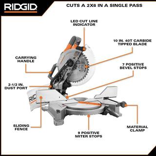 RIDGID 15 Amp Corded 10 in. Dual Bevel Miter Saw with LED Cutline Indicator and Black Fine Point Permanent Workshop Marker R4113-RPM121