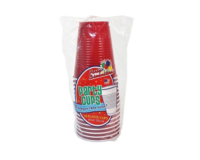 Party Dimensions Co-Ex Plastic 18 oz. Cup， Red - 84062