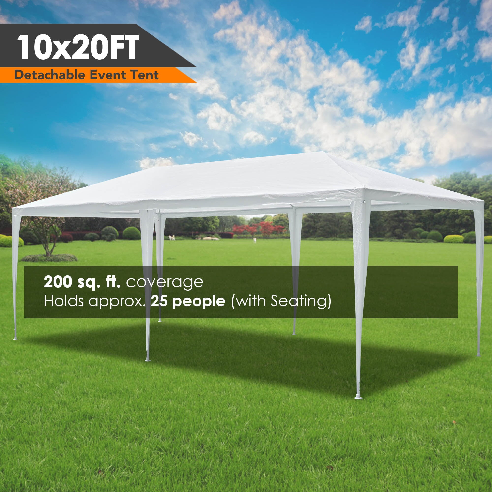 Yescom 10'x20'  White Outdoor Wedding Party Patio  w/ Removable Side Wall Canopy Sun Shelter