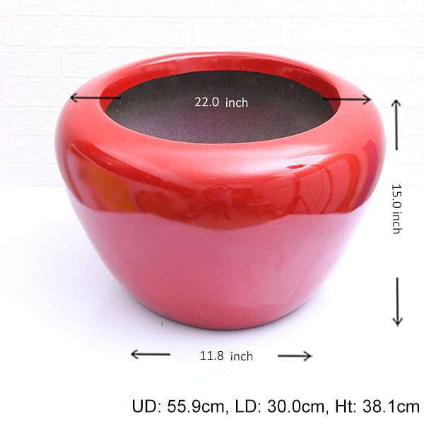 22 inch (56 cm) RND-3 Apple Round Fiberglass Planter (Red)