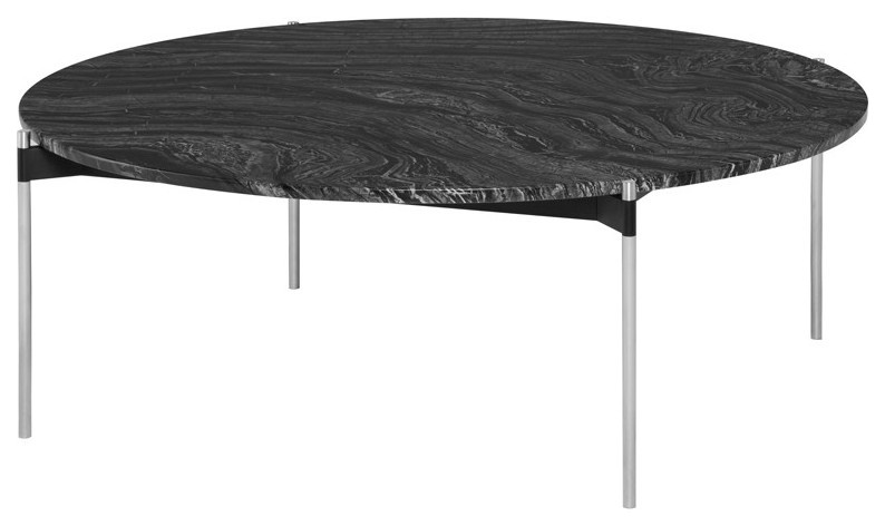 Brunello Coffee Table black wood vein marble top   Midcentury   Coffee Tables   by Virgil Stanis Design  Houzz