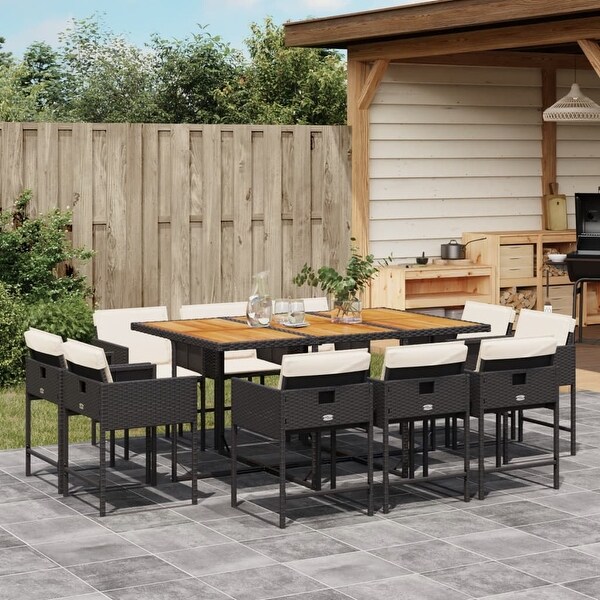 vidaX Patio Dining Set with Cushions Poly Rattan