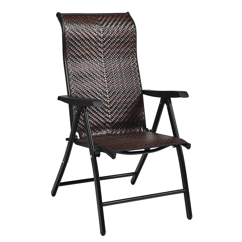 Costway Patio Rattan Folding Chair Recliner Back Adjustable