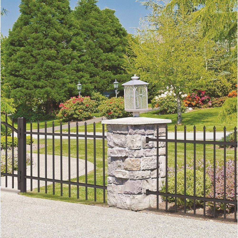 Veranda 34 in. x 2 in. 2 in. Heavy-Duty Black Aluminum Wall Mount Fence Bracket Kit (3-Pack) 73013015