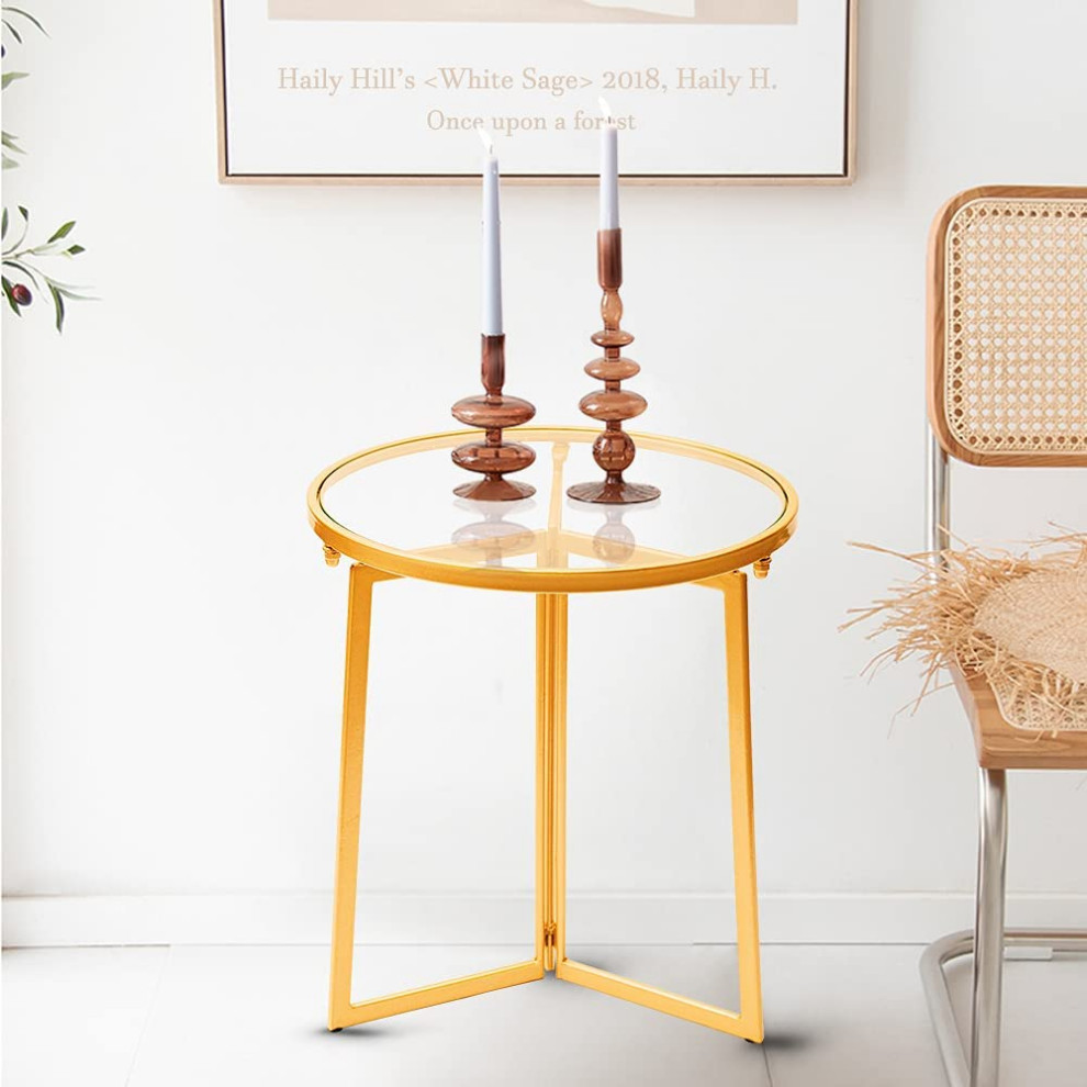 Small Side Table for Small Spaces  Round Metal Glass   Contemporary   Side Tables And End Tables   by Imtinanz  LLC  Houzz