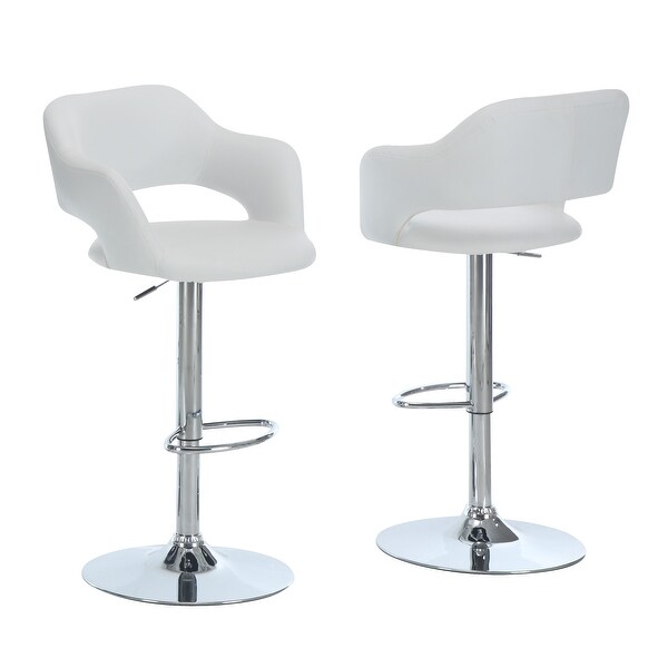 White Chrome Metal Hydraulic Lift Barstool