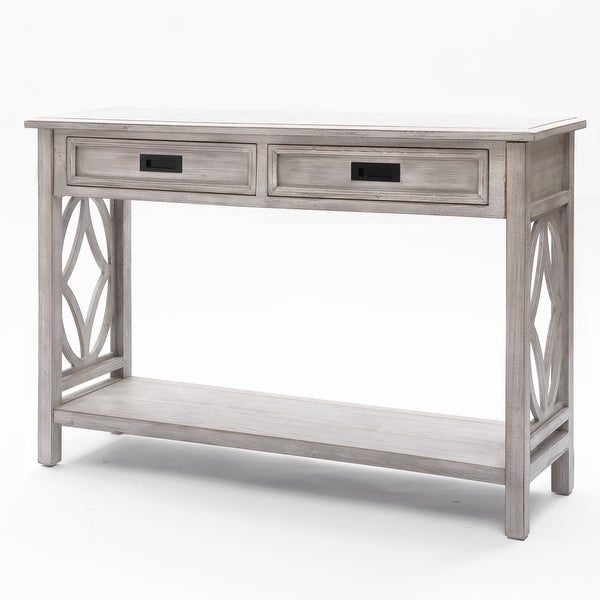 Grey Washed Wood 2-Drawer 1-Shelf Console and Entry Table - 32.7