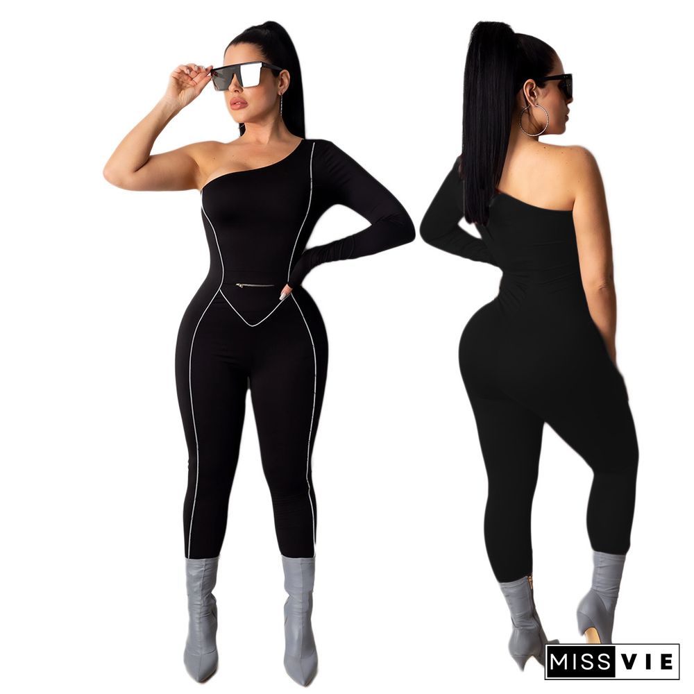 Sexy Bodycon Single Sleeves Long Jumpsuit