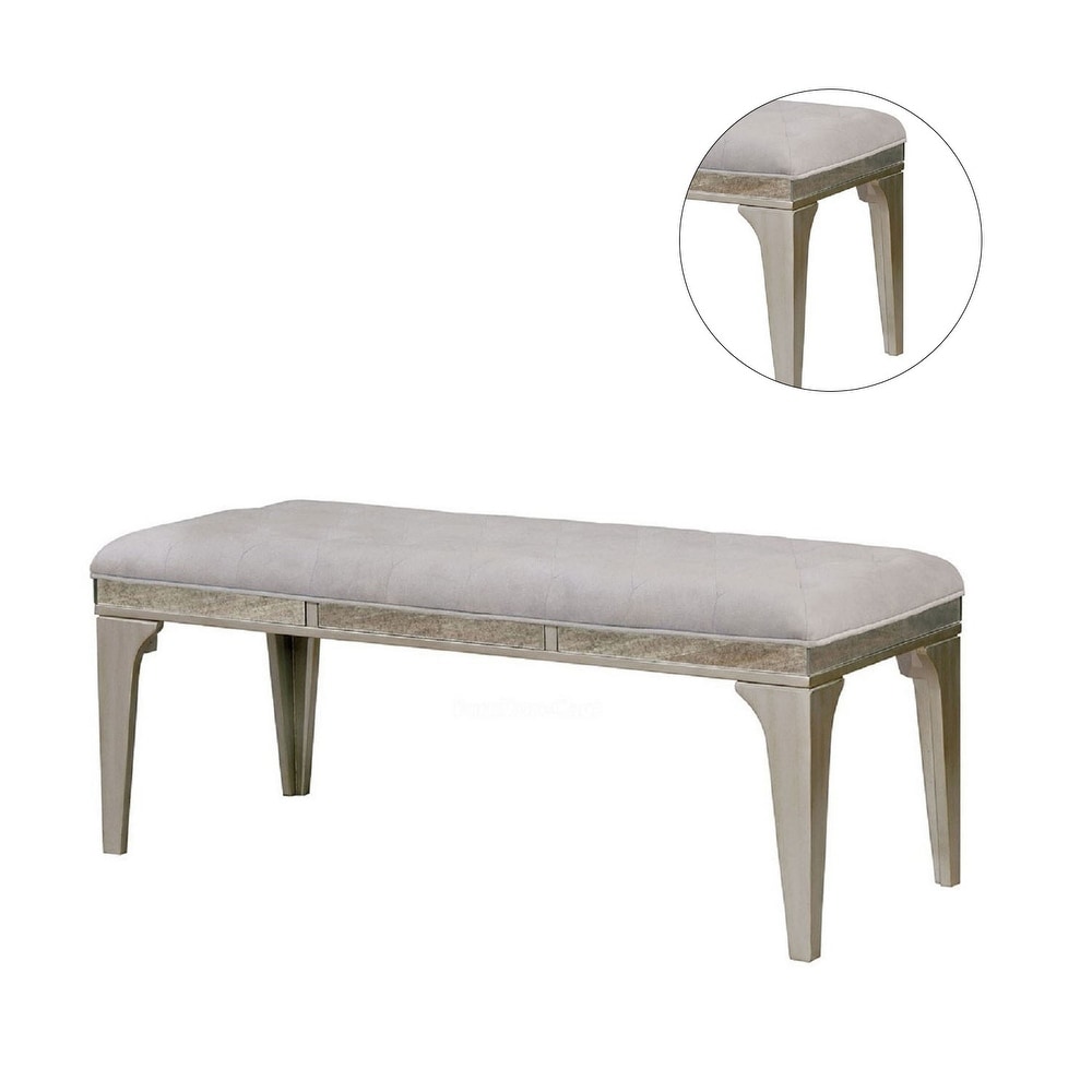 Dining Seating Bench in Silver and Light Gray