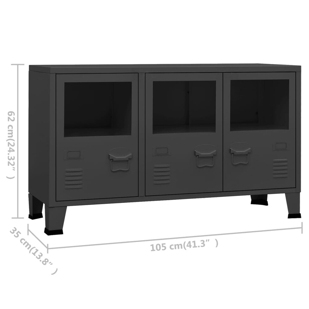 vidaXL Sideboard Industrial Storage Cabinet for Living Room Metal and Glass   41.3\