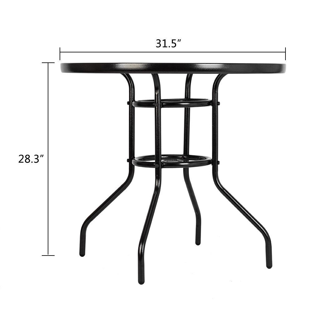 Outdoor Dining Table Round Toughened Glass Table