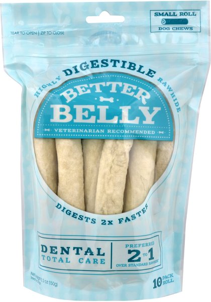 Better Belly Dental Total Care Rawhide Roll Dog Treats， Small， 10 count