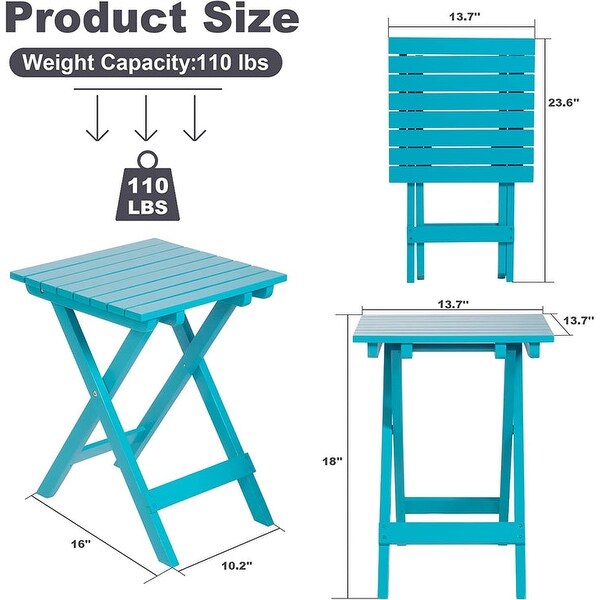 Outdoor Wooden Folding Square Side Table，Portable Lounge End Table