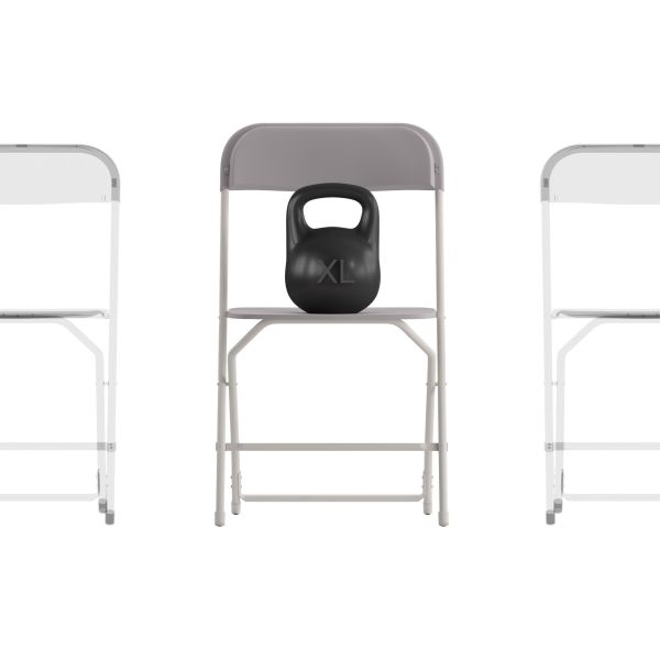 Hercules Big and Tall Commercial Folding Chair - Extra Wide 650LB. Capacity - Durable Plastic - Gray， 4-Pack