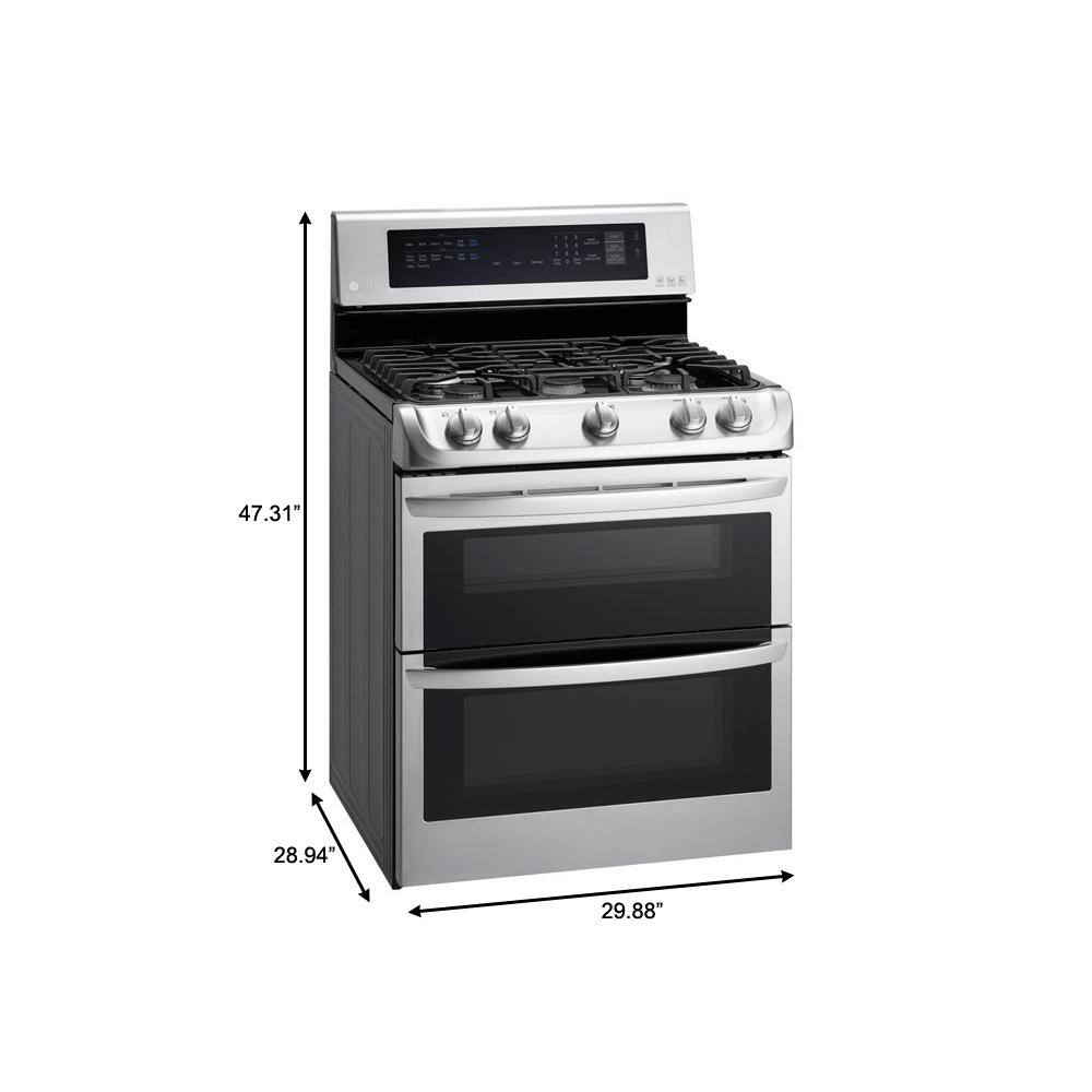 LG 6.9 cu. ft. Double Oven Gas Range with ProBake Convection Oven Self Clean and EasyClean in Stainless Steel LDG4313ST