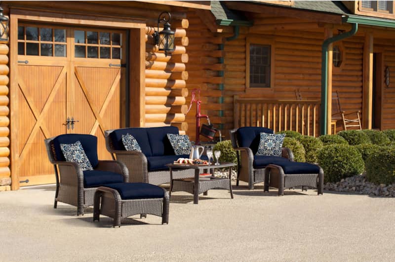 Hanover Strathmere 6-Piece Outdoor Lounge Patio Set In Navy Blue