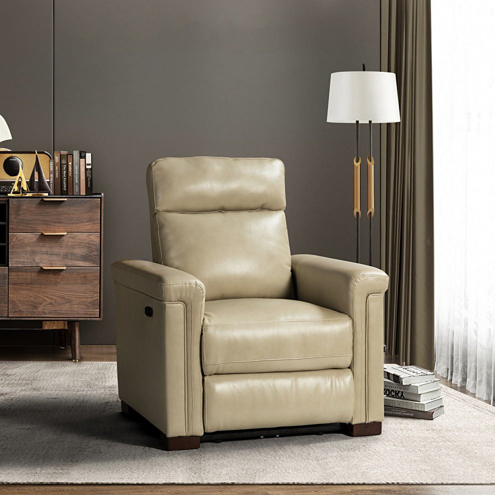 Paulina 36.02 quotW Genuine Leather Power Recliner   Contemporary   Recliner Chairs   by Karat Home  Houzz