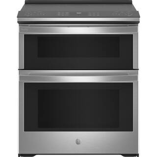 GE Profile 30 in. 6.6 cu. ft. Slide-In Double Oven Electric Range in Fingerprint Resistant Stainless with Convection and Air Fry PS960YPFS