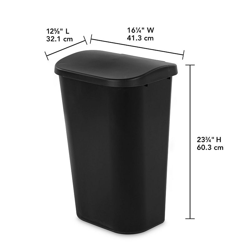 Sterilite 11.3 Gal Lift Top Lid Kitchen Trash Can Wastebaskets， Black (24 Pack)