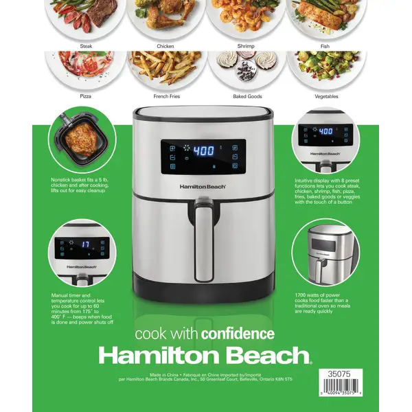 Hamilton Beach 5 Liter Digital Air Fryer with Nonstick Basket